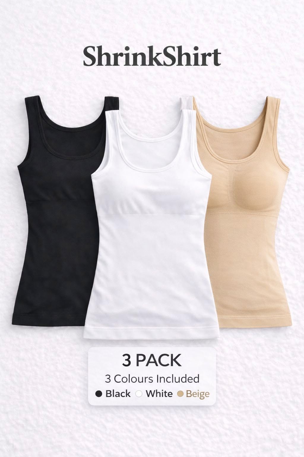 3 Pack Women's Shrink Shirt — shape and smooth every day, 33% off