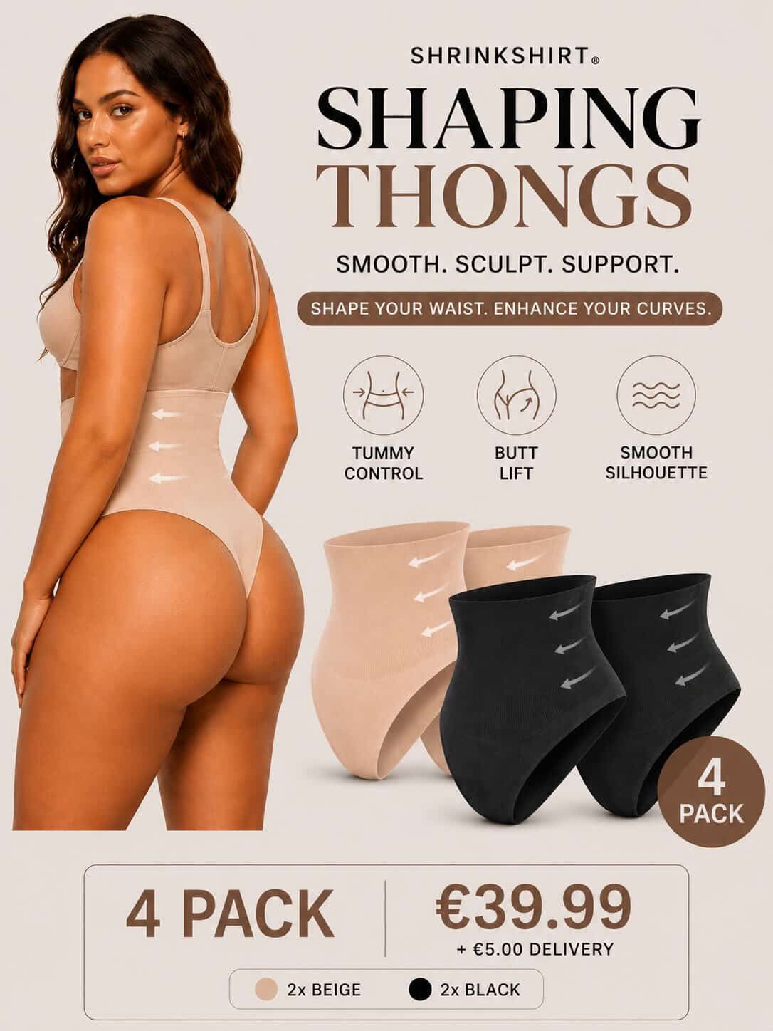 Shrink Shirt - Shaping Thong (Quad-Pack)